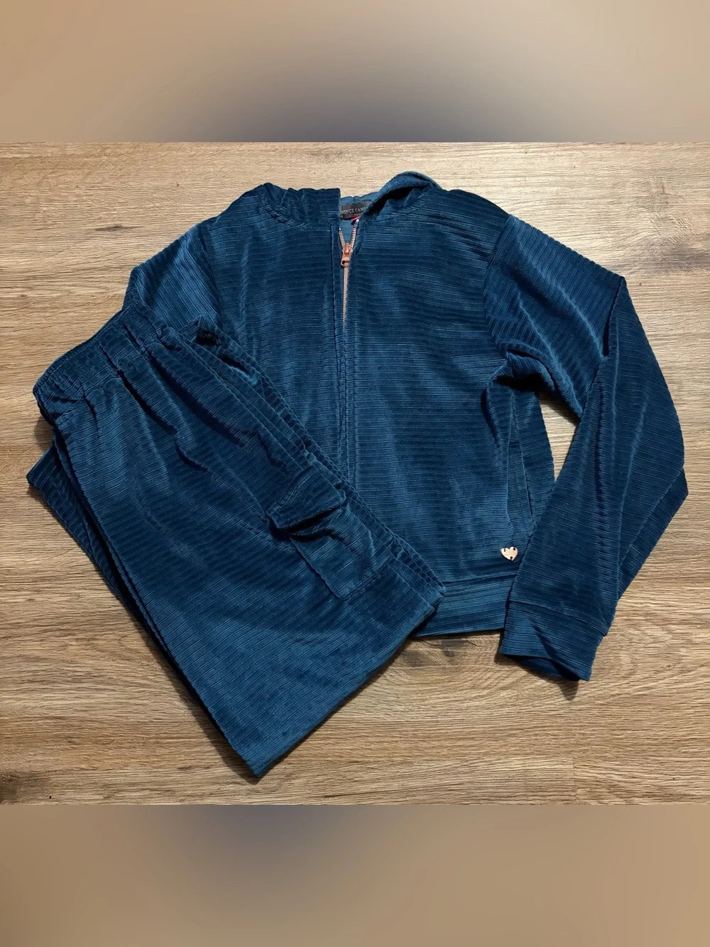 Vince Camuto - Deep Blue Soft Corduroy Zip Hoodie & Pants Set - Size 10
